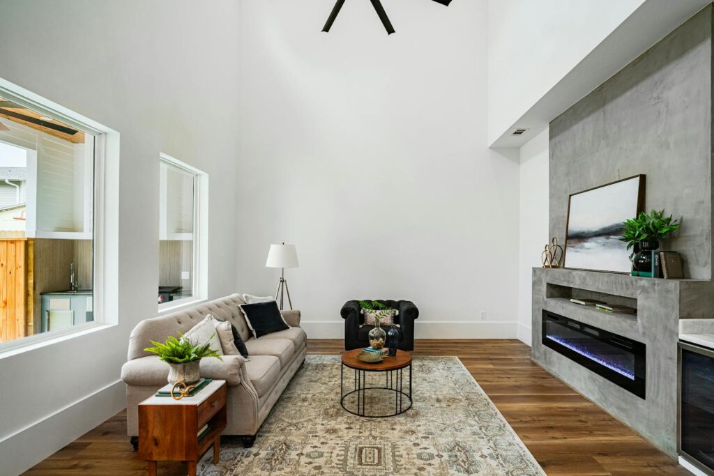 High Ceiling Living Room Interior
